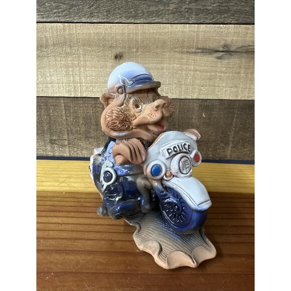 Clay Bear Police Officer On Motorcycle - Picture 1 of 6